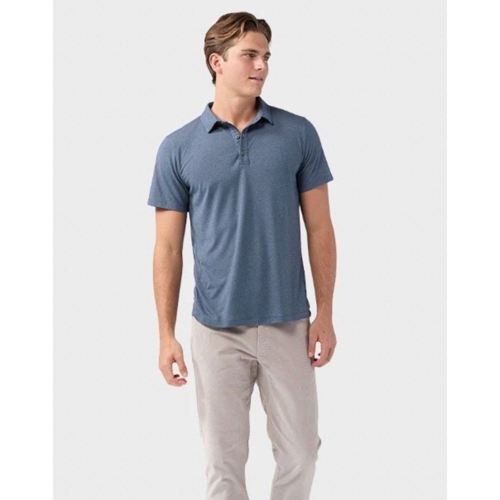 Stio Divide Polo Shirt Mens Large Vintage Indigo Blue Outdoor Summer Performance